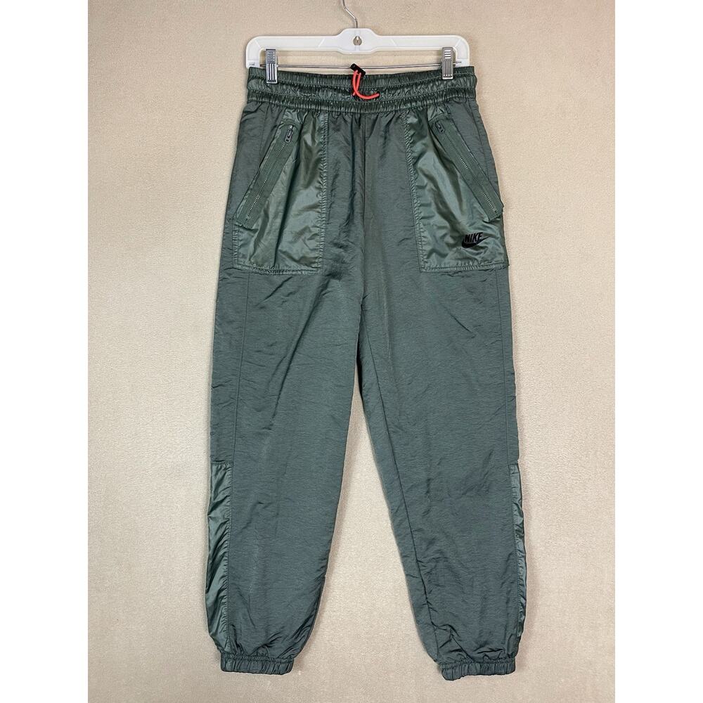 Nike Pants Womens S Green Woven Cargo Tapered Lined Elastic Waistband Athletic‎